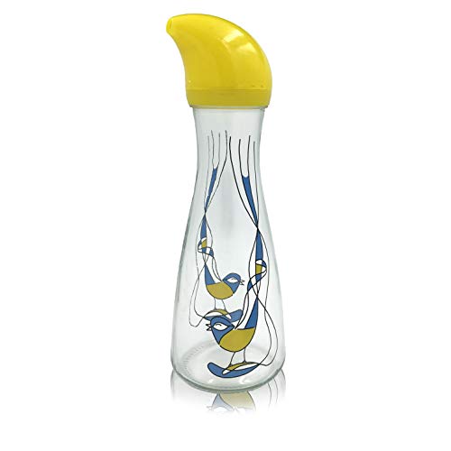Image of Chirpy Jug Glass Water Carafe Tweeting Bottle 34oz (1L) Yellow