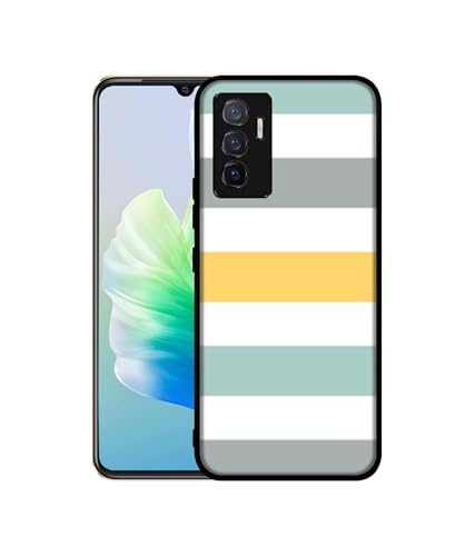 Image of Line Texture Design Premium 2D Printed Metal Back Case Cover for Vivo V23E 5G / Y75 4G