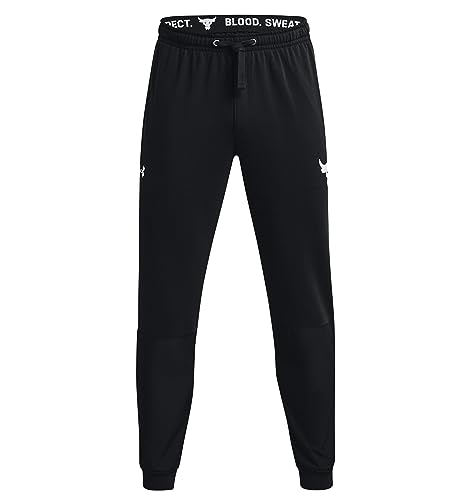 Under Armour Men's Project Rock Terry Joggers (as1, Alpha, m, Regular, Regular, Black/White - 002)