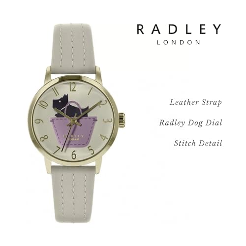 RADLEY Border Watch with Cream Leather Strap Gold Casing Analogue Display Leather Watch for Women - 5