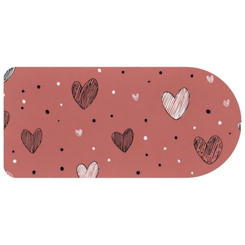 Tapis de souris gaming étendu motif cœurs grand format antidérapant pour PC et bureau