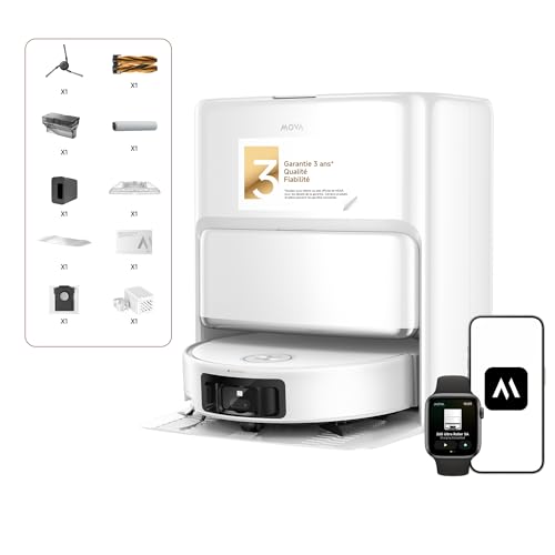 Mova Z60 Ultra Roller Standalone Aspirateur Robot Aspiration 26 000 Pa, Lavage HydroForce, Technologie MaxiReach, Radar FlexScope, AutoShield Tech, Triple...