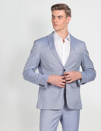 Image of Arrow Men's Polyester Double Breasted Business Suit Pants Set (ARAGSU5604 Blue