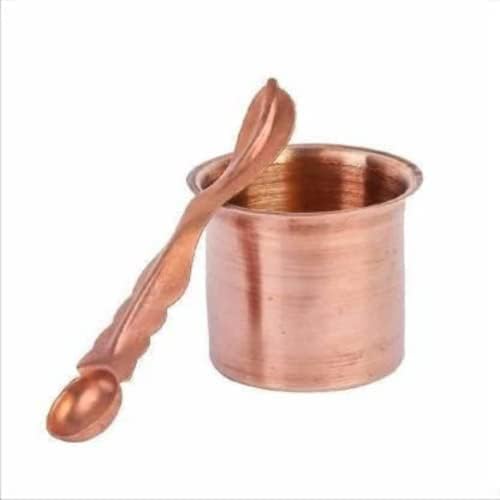 Pure Copper Glass And Copper Panch Patra Spoon AAchamani Holy Water For Pooja For Weddings For Daily Pooja
