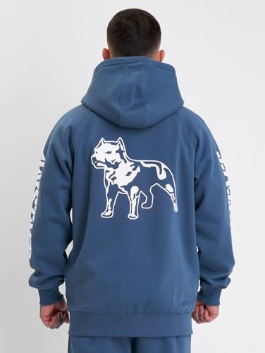 Amstaff Herren Logo 2.0 Zip-Hoodie | Baumwolle, Kapuze, Reißverschluss | Lockere Passform | Atmungsaktiv | L, Blau