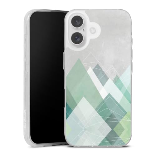Coque silicone iPhone 16 motif triangles montagne abstrait etui souple