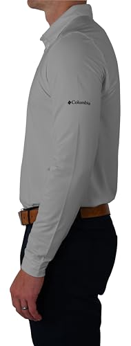 Columbia Omni-Wick Pin High Long Sleeve Polo (Medium, Varsity Grey)2