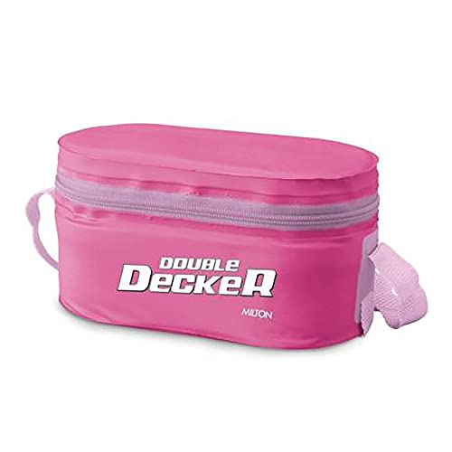 Image of MILTON Softline Double Decker Lunch Box, Set of 3, (450 ml, 280 ml, 280 ml), Pink | Leak Proof | Microwave Safe | Odour Proof | Light Weight | Easy to Carry | Food Grade