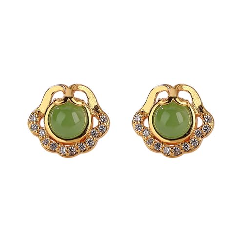 Boucles d'oreilles Jade Hetian véritable et clous en argent sterling 925