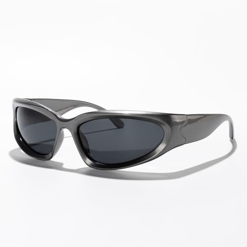 Retro Wraparound Sports Sunglasses for Men Women Vintage Cycling Shades for Motorcycle Running Streetwear Fashion UV400