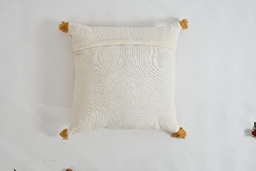 Image of Tufted Cushion Cover 16 inch x 16 inch | Bedroom Cushions Set for Bed | Living Room Cushions for Sofa | Yellow Flower | Pack of 1