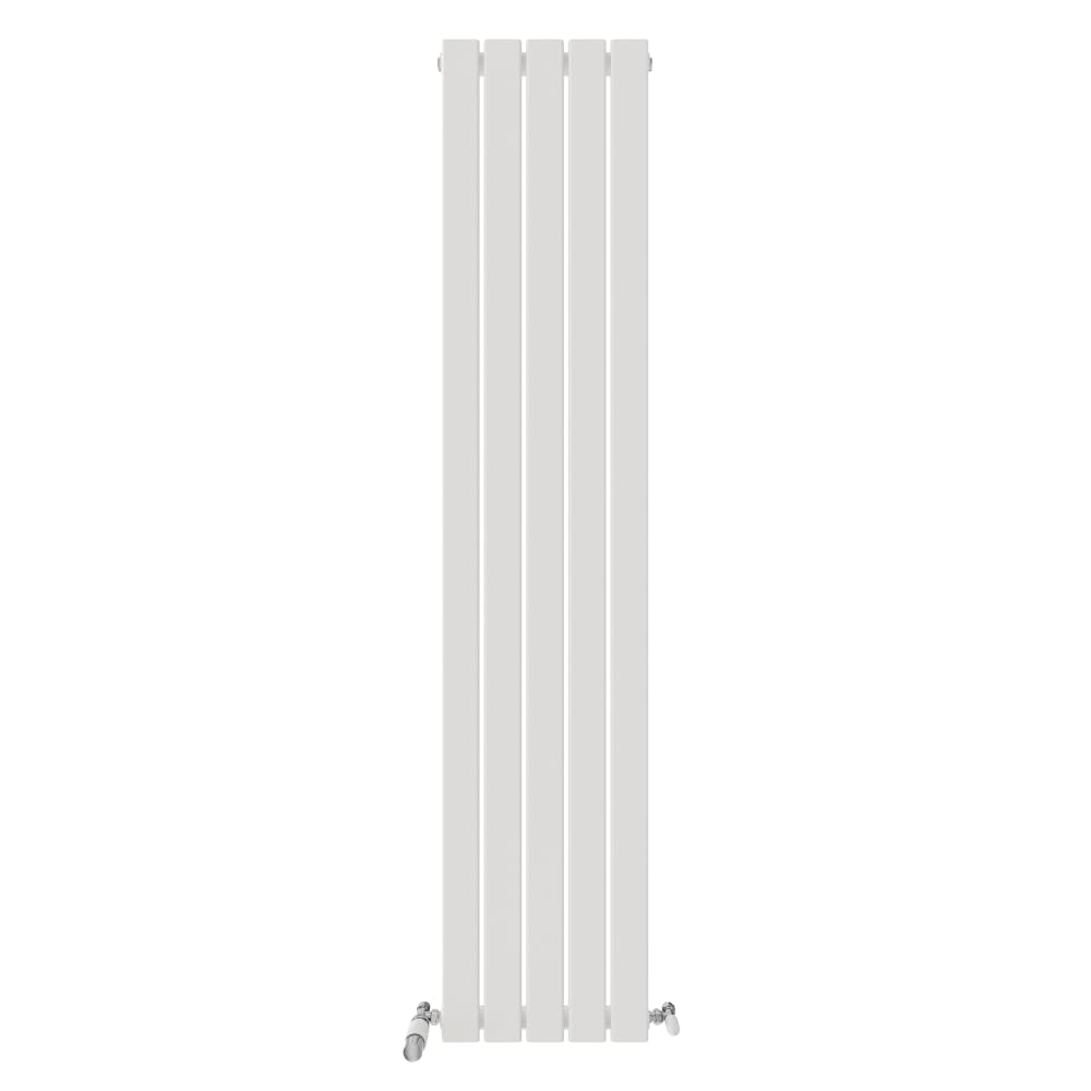 iBathUK Apex Wall Mounted Vertical Single Slim Flat Panel Radiator, 5-Column Steel, Hydronic Central Heating, High Thermal Output, Modern Designer Radiator for Bathroom in Matt White, 1800x380 mm — image 1