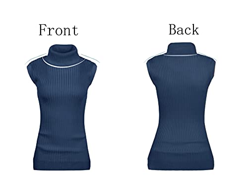 Image of v28 Women Sleeveless High Neck Turtleneck Stretchable Knit Sweater Top