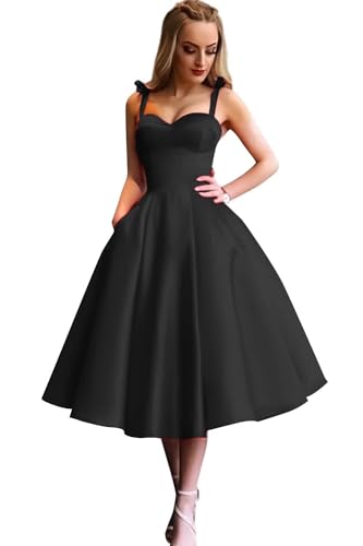 Spaghetti Straps Satin Homecoming Dresses with Pockets A Line Sweetheart Short Prom Dress Cocktail Dresses for Teens