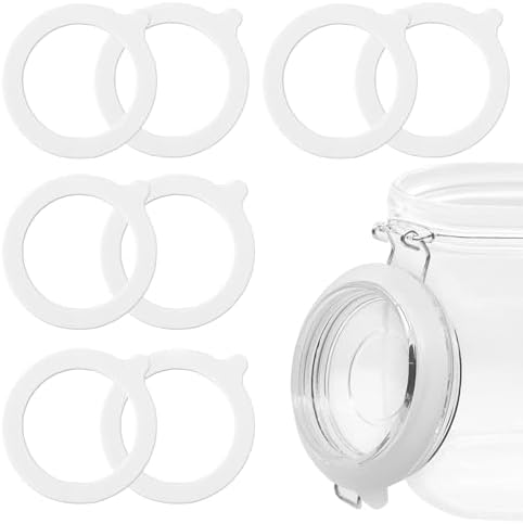 8 Pcs Replacement Silicone Seals, FUNCYboo 3.7 Inch Silicone Jar Gaskets Silicone Replacement Gasket Airtight Silicone Seals Rings for Mason Jar Fits Most Sizes(White)