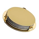 TOYANDONA Juego de Posavasos Dorados para Bebidas 6 Piezas de Acero Inoxidable Soporte Base Antideslizante de Eva Aislamiento Térmico Ideales para Mesas de Comedor y Oficinas