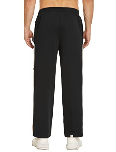 Deyeek Men's Tear Away Basketball Pants Snap Button Sporty High Split Sweatpants Loose Post Surgery Pants With Drawstring #TOP4
