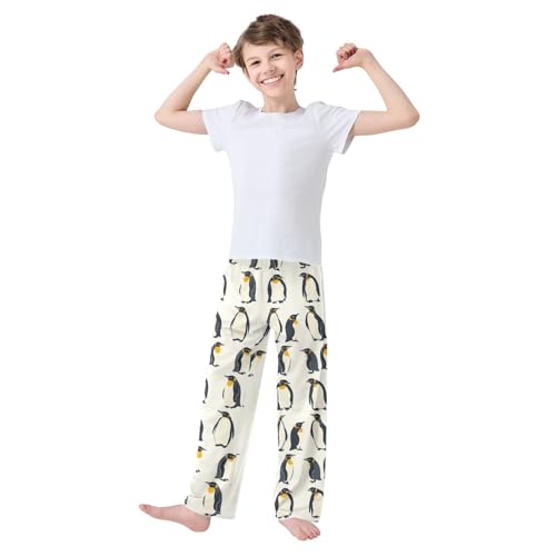 Boys' Pants Doodle Yellow Penguin White Long Bottoms Jogger Pants Elastic Waist Trousers with Pockets S-XL2