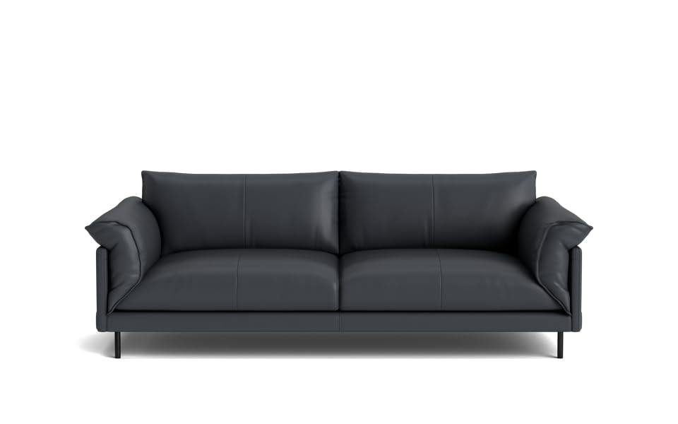 Image of LEGACY OF COMFORT Zola 3 Seater Sofa Three Seater Sofa Leather for Living Room Hotels and Offices (Ocean Blue)