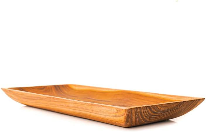 Miniatura 6 de Rainforest Bowls Juego de 2 pequeños platos rectangulares de madera de teca javanesa, 10 x 5 pulgadas, perfectos para el uso diario, aptos para el