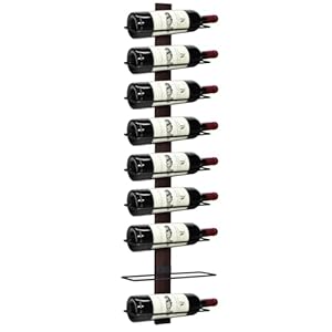 Portabottiglie Vino da Parete, 9 Bottiglie Scaffale per Vino da Parete, Portabottiglie Vino in Legno per Cucina, Sala da Pranzo, Bar