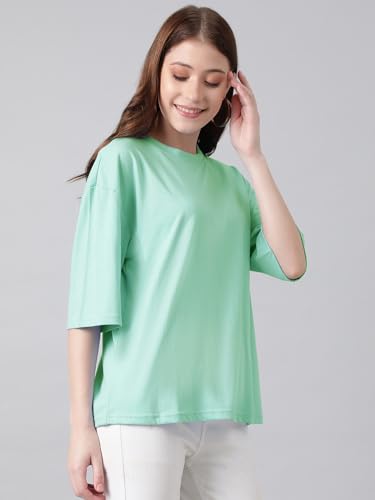 Image of KOTTY Women's Cotton Blend Solid Oversized T-Shirts