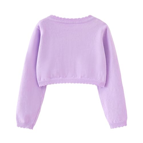 Image of Miipat Toddler Girls Cardigan Long Sleeve Bolero Shrug Kids Knit Sweater Cover Up Button Closure Cropped Tops