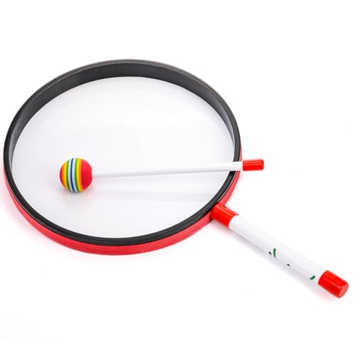 Foraineam 3 Pieces Lollipop Drum with Mallet 10 Inch 8 Inch 6 Inch Percussion Lollipop Hand Drum Musical Sound Tool Music Rhythm Instruments