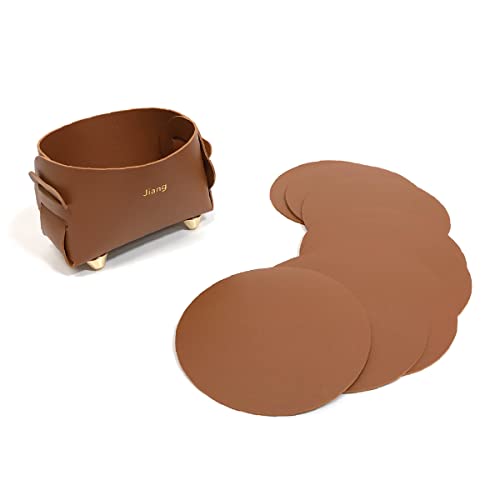 ジアン コースター 収納ケース コースター8枚セット おしゃれ オシャレ 北欧 レザー シンプル (ブラウン)