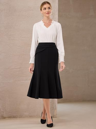 Women's Midi Mermaid Skirt Work High Elastic Waisted Fishtails Skirts3