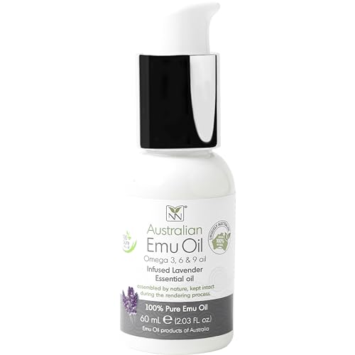 Y Not Natural Pure Emu Oil - Organic Moisture for Face, Body, Hair, Scalp & Nails - Rich in Omega 3-6-9, Vitamins & Essential Minerals - Australian Emu Oil (60ml) 2.03 fl oz - Lavender