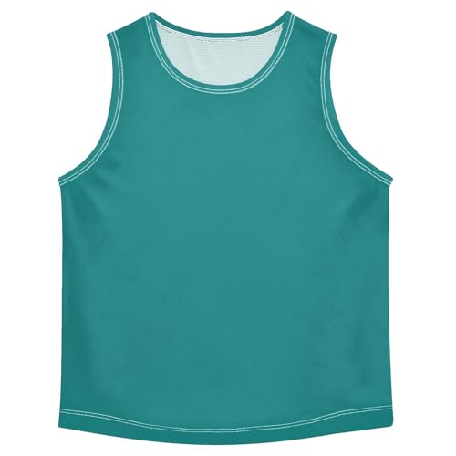 Sleeveless Tank Tops for Boys, Athletic Quick Dry Tank Undershirt for Kids Youth, Teal, 3-15 Y