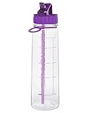 Drinkable Time 30 Oz Hydration Fitness Workout Sports Water Bottle Time Tracking Goal Marked...
