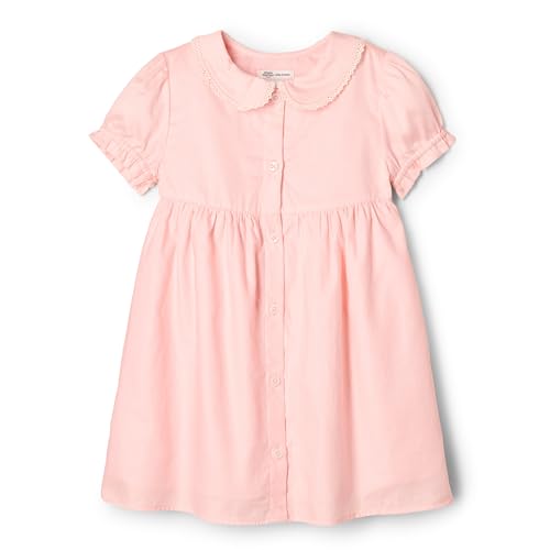 Amazon Essentials x Sofia Grainge - Vestido de satén de algodón con Cuello para niña pequeña, Color Rosa, Talla 2T