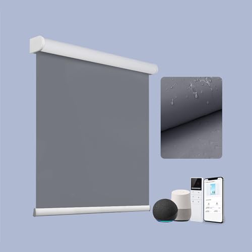 TIPIACE Tende Oscuranti Motorizzate Smart Hard-Wired o Ricaricabili, Tessuto Spesso Impermeabile Blackout Totale per Interni, Personalizzabili su Misura (Dark Grey)