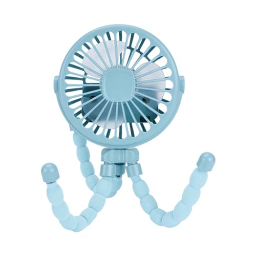 Yindhgdr Miniventilador silencioso recargable por USB, portátil, color azul, 3 velocidades, ajustable, con función de iluminación, para asiento de coche, cochecito