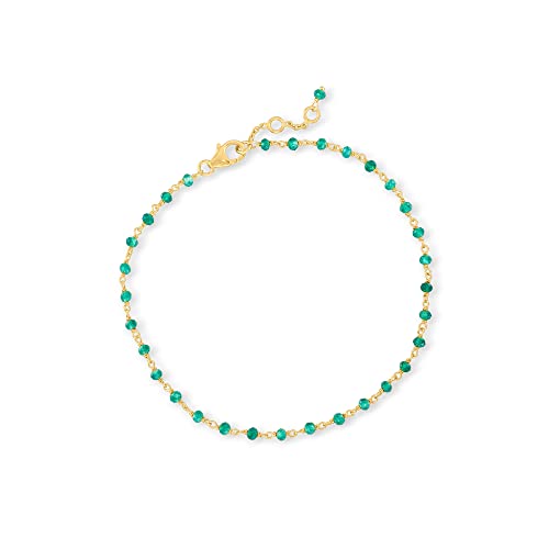 Ross-Simons Green Chalcedony Anklet In 18Kt Gold Over Sterling. 9 Inches #TOP29