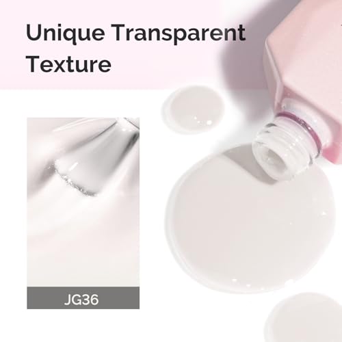 Image of MelodySusie Milky White Gel Nail Polish, 0.5Fl.oz Jeweliver Gel Polish Milky Natural Color Sheer Soak Off UV LED Light Cure Gift for Women Girls Nail Art Manicure DIY at Home JG36