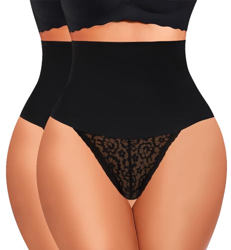Image of Werena Thong Shapewear for Women Tummy Control Seamless High Waist Body Shaper Underwear Shaping Panties