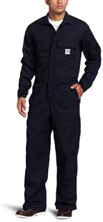 Carhartt Men's Flame Resistant Traditional Twill Coverall,Dark Navy,40 Short