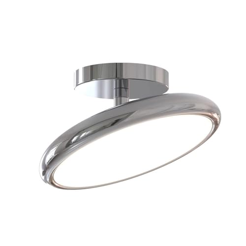 RXPVUXE Lámparas de Techo LED Modernas de 7,8 Pulgadas, luz de Techo Redonda cromada de 30 W con Control Remoto, lámpara de Techo de Montaje semiempotrado Regulable de 3000 K a 6000 K para Dormitorio