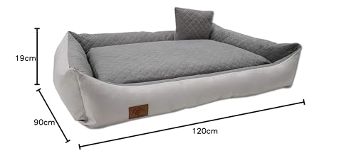 Odolplusz XXL - Hundebett für große Hunde - Hundekissen - Hundesofa mit Wendekissen | Bezug abnehmbar und waschbar [ 120x80cm, Grau ]