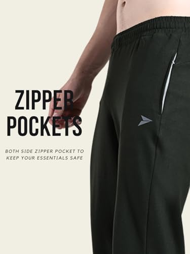 Image of FITINC Soft Cotton Joggers for Men | Regular Fit Summer Jogger for Gym, Running, Walking, Training with Zipper Pockets & Cuffed Ankles for Casual Outings