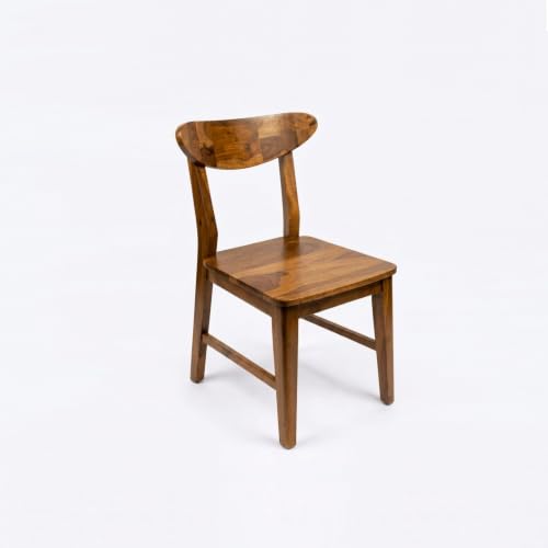 Image of Solid Sheesham Wood Dining Chair | Wooden Back Cut Dining Chair Set of 2 | Chairs for Dining Room | Study Room | Office | Finish Color - Honey Teak Finish |