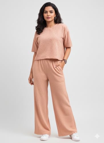 Image of Zilcon Women Bricks Wool 2 Piece Sets for Women Casual Summer Travel Vacation Outfits Pajama Sets Cap Sleeve Lounge Set