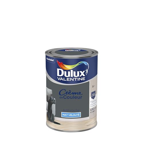 Dulux Valentine Crème de Couleur - Peinture multi-supports intérieure - Mat Anthracite 1,25 L