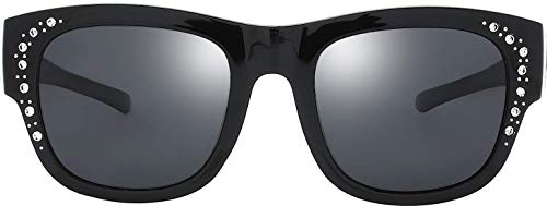 Image of The Fresh High Definition Polarized Wrap Around Shield Sunglasses for Glasses - Leather Eyeglasses Case