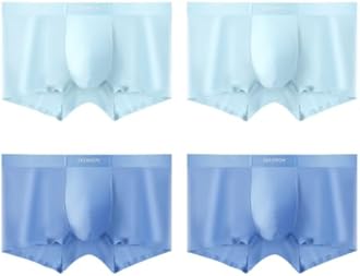 Mens Ice Silk Underwear 4-Pack Boxer Briefs Ice Sikn Comfortable Soft Underpants Underwear With Gift Box