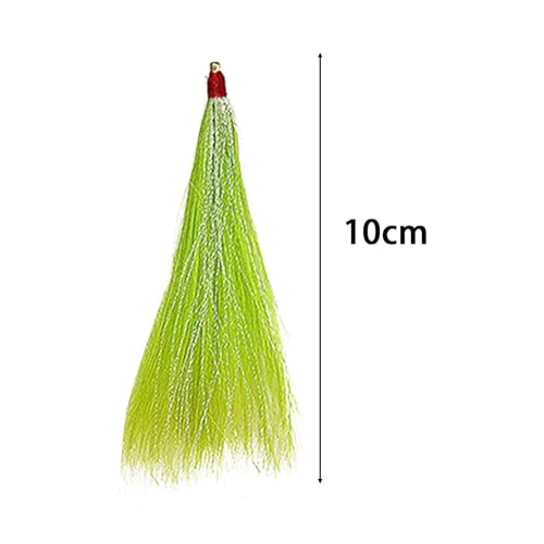 MagiDeal 12 Stück Angel-Bucktail-Teaser, Angelköder, tragbares, handgefertigtes Zubehör, Angelgerät, Salzwasserstecker für das Angeln im Freien, Grün