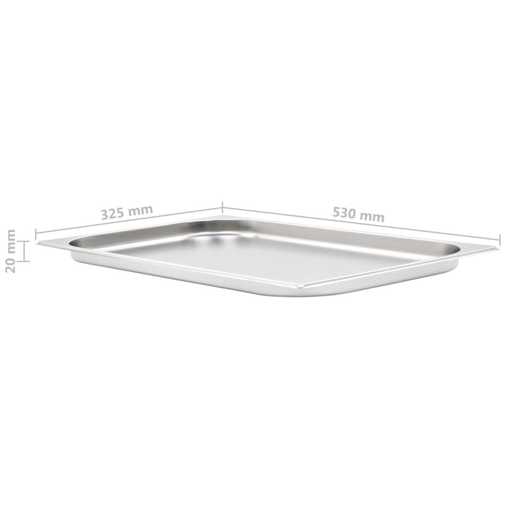 Juego de 4 recipientes para gastronomía, GN 1/1, 20 mm, acero inoxidable, con diseño robusto, para cocina profesional, ideal para buffet, catering, conservación del calor, servir y guardar en